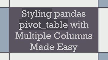 Styling pandas pivot_table with Multiple Columns Made Easy