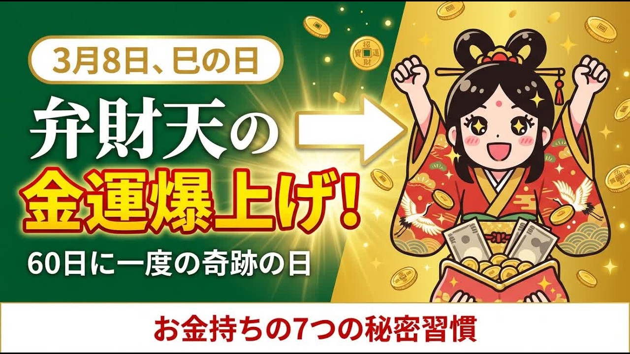 【巳の日】60日に一度の弁財天様の奇跡の日！今日だけ絶対やって！お金持ちが巳の日に必ずやっている「金運爆上がりの秘密の習慣」7選