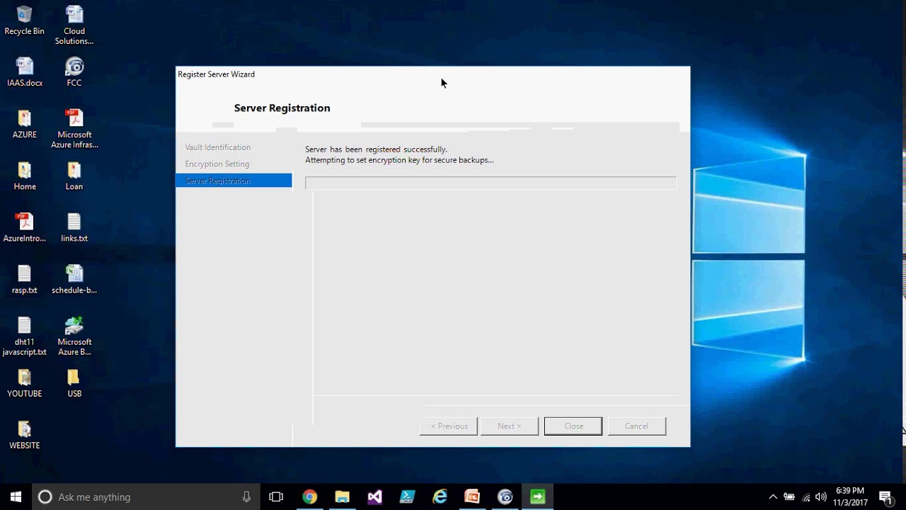 Using Azure Backup service