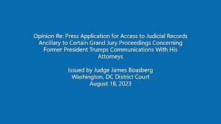 Opinion on Press Application to Access Grand Jury Records, recorded by a professional narrator