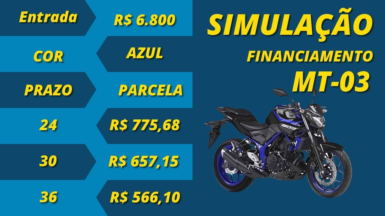 Simulação para financiamento da MT-03 -2019 - YouTube