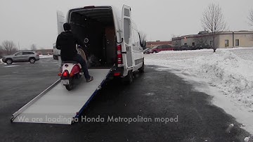 Mercedes Sprinter High Roof Van with WM Systems Loading Ramp 9ALPC279 demonstrating Moped loading