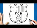 HOW TO DRAW THE BARCELONA SHIELD STEP BY STEP QUICK DRAWING