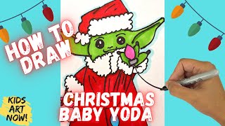 How to Draw a Christmas Santa Baby Yoda!