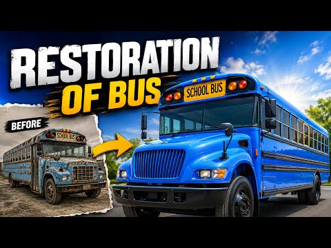 Restoration Of A School Bus | Full Bus Restoration Process | Old Rusty Bus To Luxury Blue Bus UK 