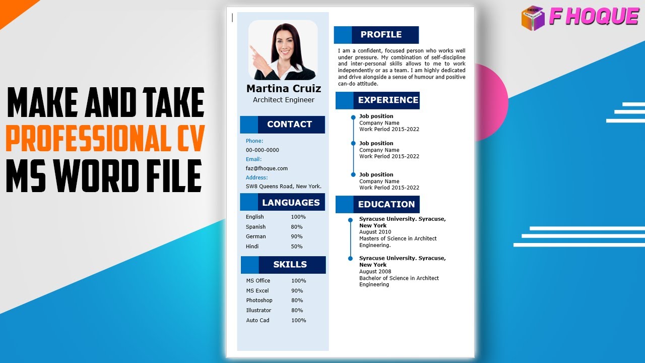 How to Make a Professional CV in MS Word | F HOQUE | - YouTube