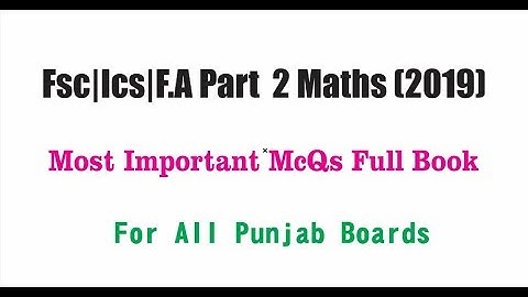 Inter Part 2 Mathematics Mcqs 2019