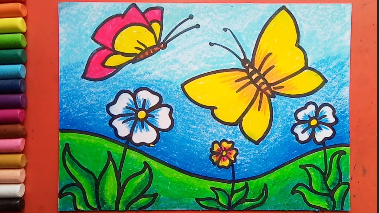 Easy and simple Flower Garden drawing - YouTube