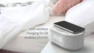 Bedside Radio Alarm Clock with USB Charger, Bluetooth Speaker, QI Wireless Charging, Dual Alarm screenshot 3