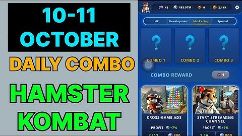 HAMSTER KOMBAT GAMEDEV DAILY COMBO | HAMSTER KOMBAT DAILY COMBO | 10 OCTOBER HAMSTER DAILY COMBO