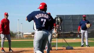 Washington Nationals Catchers Participate In Pop Up Drills, March 1, 2010 in Viera, Florida