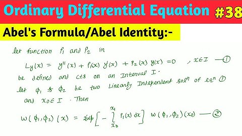 Abel Identity or Abel Formula | Wronskian ODE MSc Math