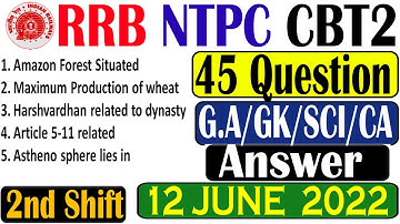 RRB NTPC CBT 2 Analysis 2022 | 12 June Shift 2 | RRB NTPC CBT 2 Level 5 Exam Analysis | RRB NTPC