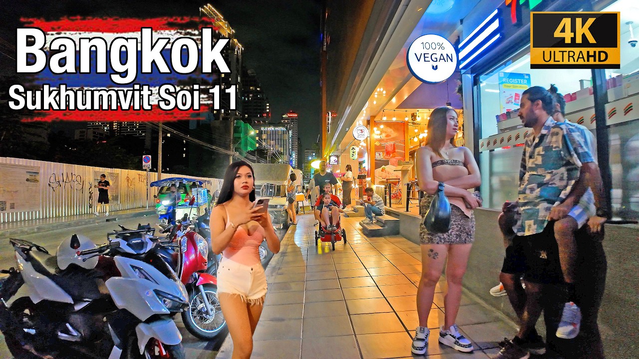 [4K] Bangkok Sukhumvit Soi 11 🇹🇭 Walking in Bangkok (ASMR City Sounds) Walking Tour