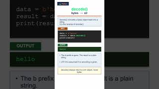 Python encode() and decode() Explained #python #shorts #pythonstrings #pythonstring #pythontutorial
