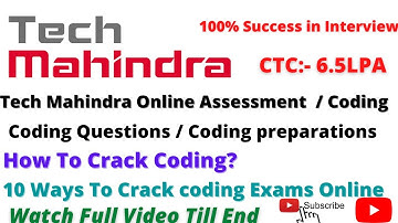 Tech Mahindra Online Assessment / Latest Coding Questions / Coding preparations/How To Crack Coding?