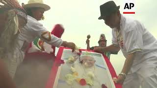 Shamans in Peru perform ritual for Francis