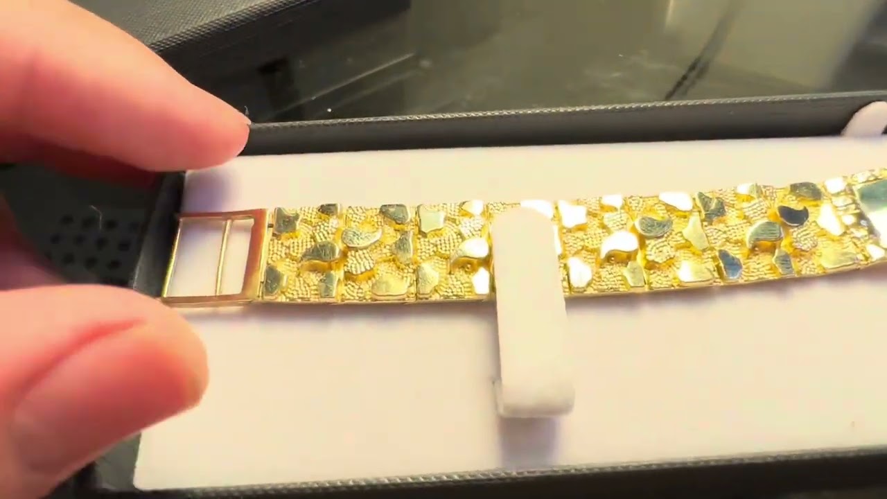 Gold nugget ring and bracelet