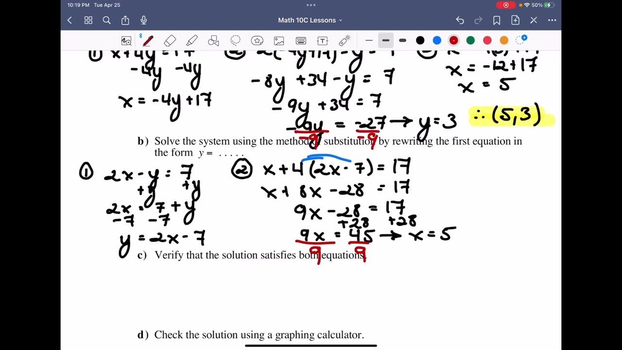 Math 10C Unit 5 Systems of Equations L3: Solving Systems by ...