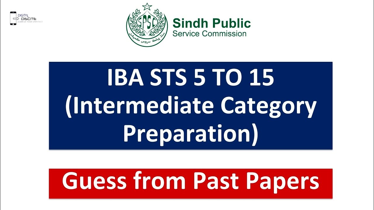 IBA STS Most Important MCQs for Intermediate Category Guess By @digitaldiscite  | IBA STS Test MCQs
