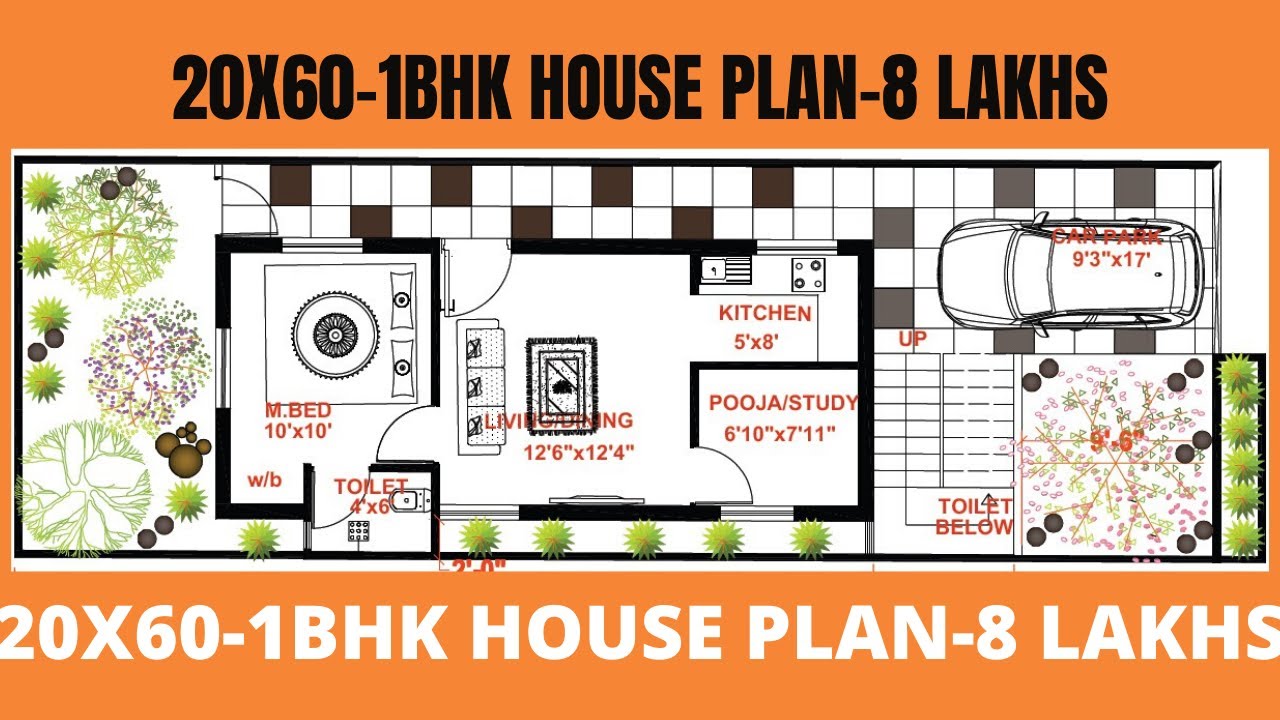 20 x 60 house plan| South Facing House Plan | 1BHK ...