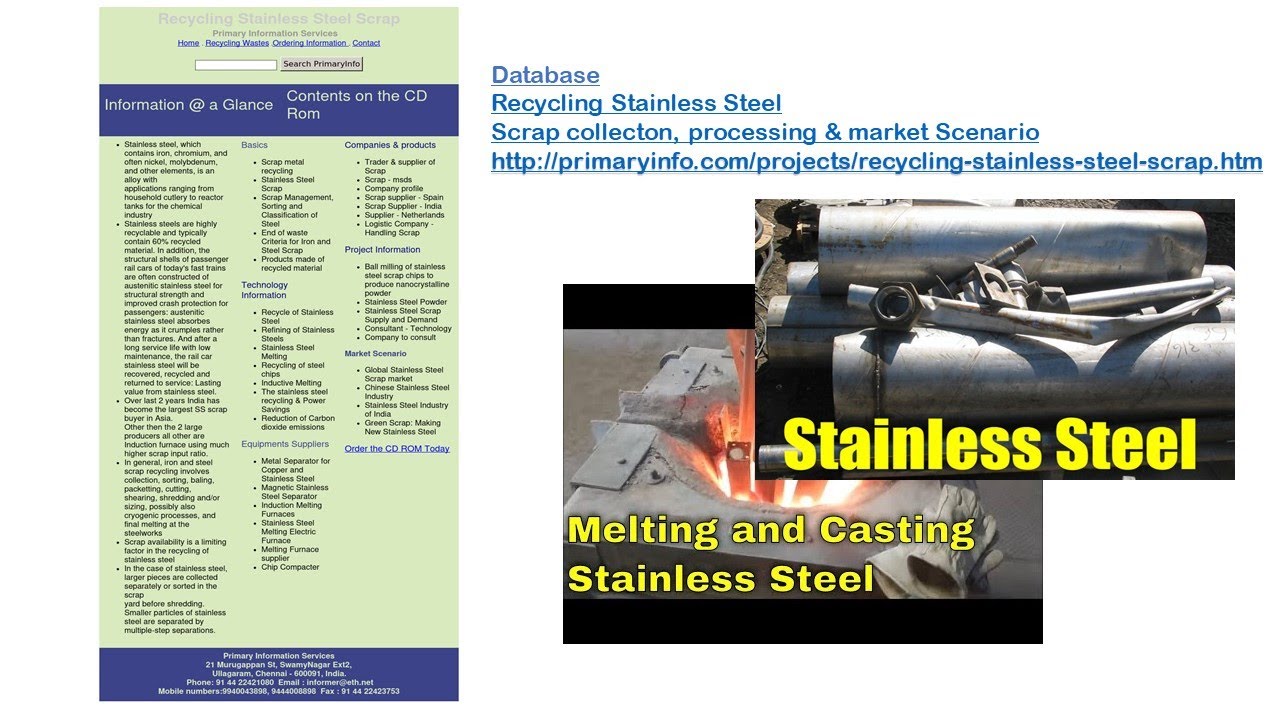 Stainless Steel Recycling : Trade Technology Project Information