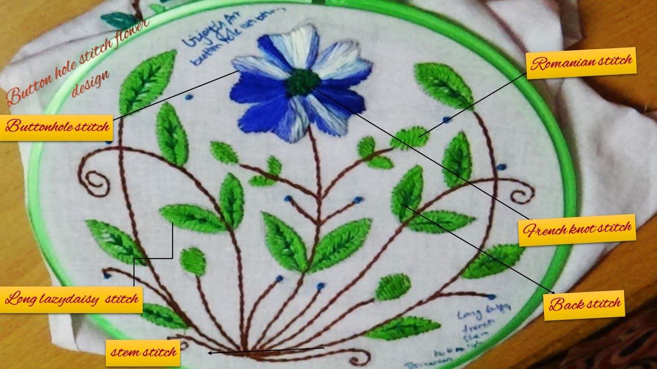 Embroidery Works On Hole Sch Flower Design You