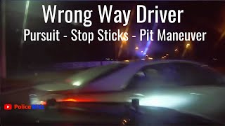 Pursuit, Successful PIT Maneuver and Stop Stick Deployment On Wrong Way Driver In Alachua County, FL