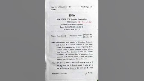 economy of Himachal Pradesh ma 4th semester generic subject CBCS HPU