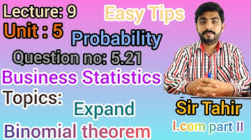 I.com part 2 Business Statistics unit 5 Probability Question5.21 Binomial Formula lecture Urdu