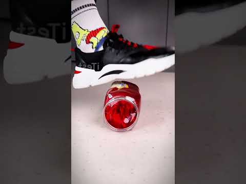 Mushy toys crushed by women's shoes