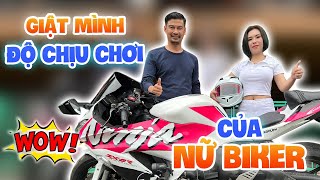 Tiết Cương  giật mình khi biker Trinh Băng Giá xuất hiện với Moto độ