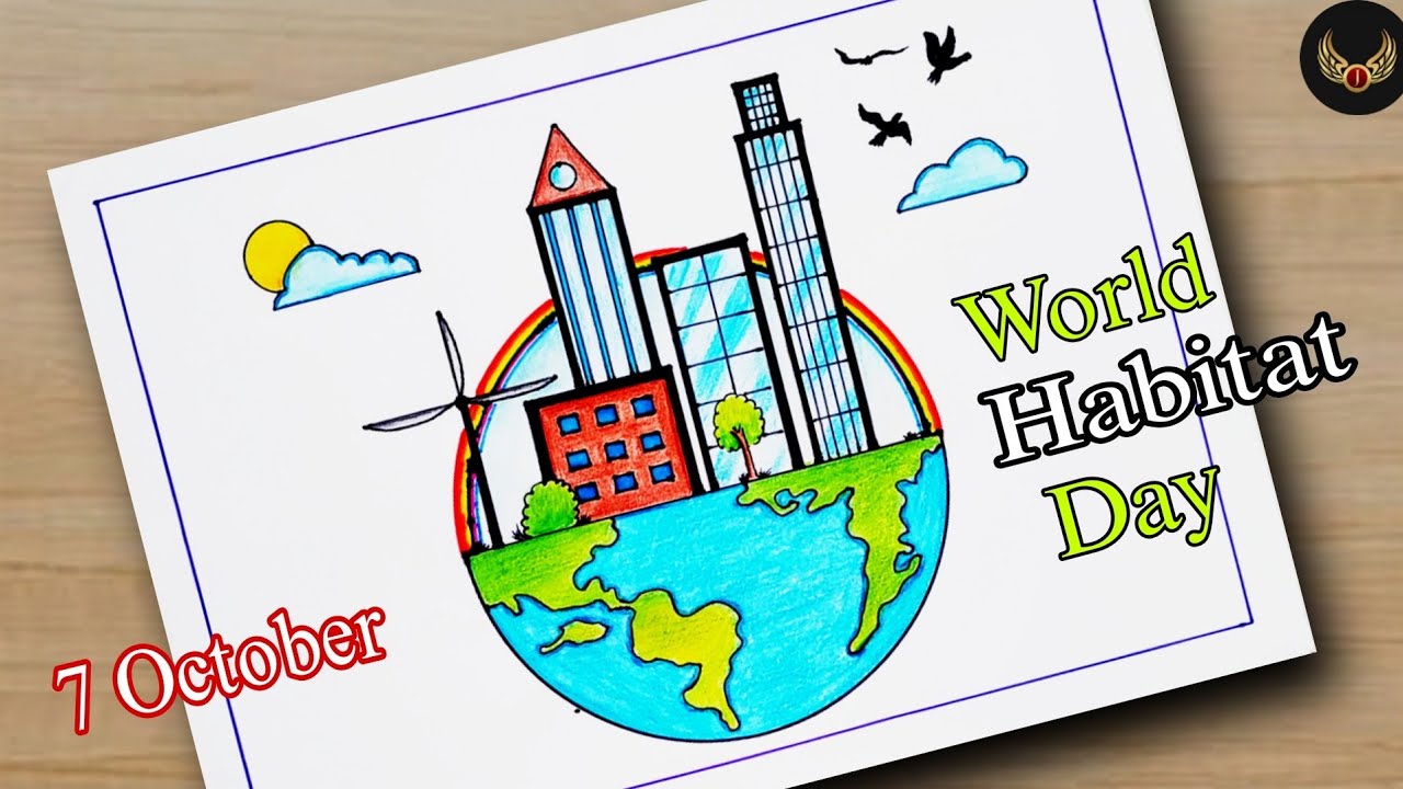 World Habitat Day Drawing Step by Step | World Habitat Day Poster | How to Draw Habitat Day Drawing