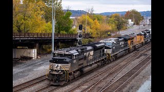 Chasing NS 10Q - EMD #1221 w/ UP #2705 & ex-NW #6146 at Rochester, Freedom, and Conway Yard