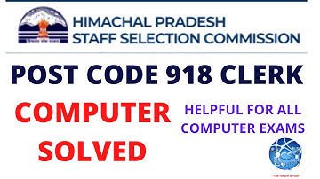 HPSSC POST CODE 918 CLERK COMPUTER SOLVED (IMPORTANT COMPUTER QUESTIONS FOR #JOA 939) #hpssc #joa939