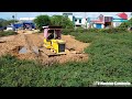 Impressive Small Project Starting Miniature Dozer With Dump Truck 5TON Spreading Making New Road