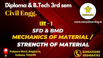 Lec - 1 | SFD & BMD | Mechanics of material / strength of material | By Pijus Sir / Easy2Learning