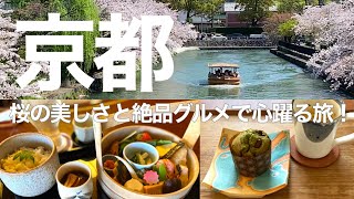【Kyoto Sightseeing Vlog】Enjoy the cherry blossoms in full bloom and luxurious gourmet!