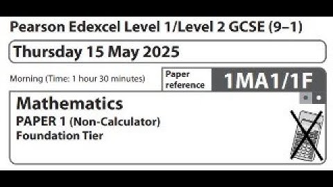 June 2025 GCSEs Maths Pearson Edexcel Level 1/2 1MA1/1F  PAPER 1 (Non-Calculator) Foundation Tier