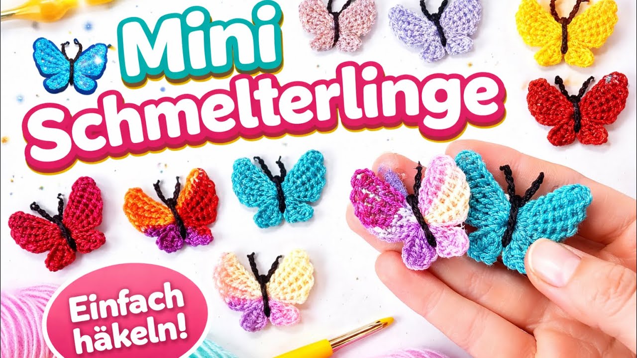 Süße Schmetterlinge häkeln 🦋 | Schnelles DIY mit Suchtfaktor #häkeln #häkelanleitung #häkelmuster 