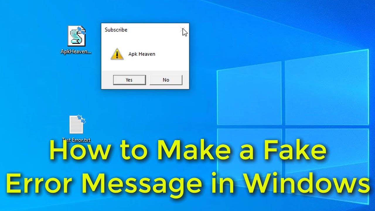 How To Make A Fake Error Message In Windows YouTube