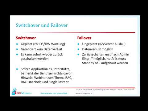 DB Masters Grundlagen Webinar Oracle Hochverfügbarkeit: Was ist Data Guard?