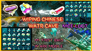 [ Ark Mobile  Raiding In Chinese Water Cave - My First Raid In Ark Mobile Solo - Op Loot - I Was New