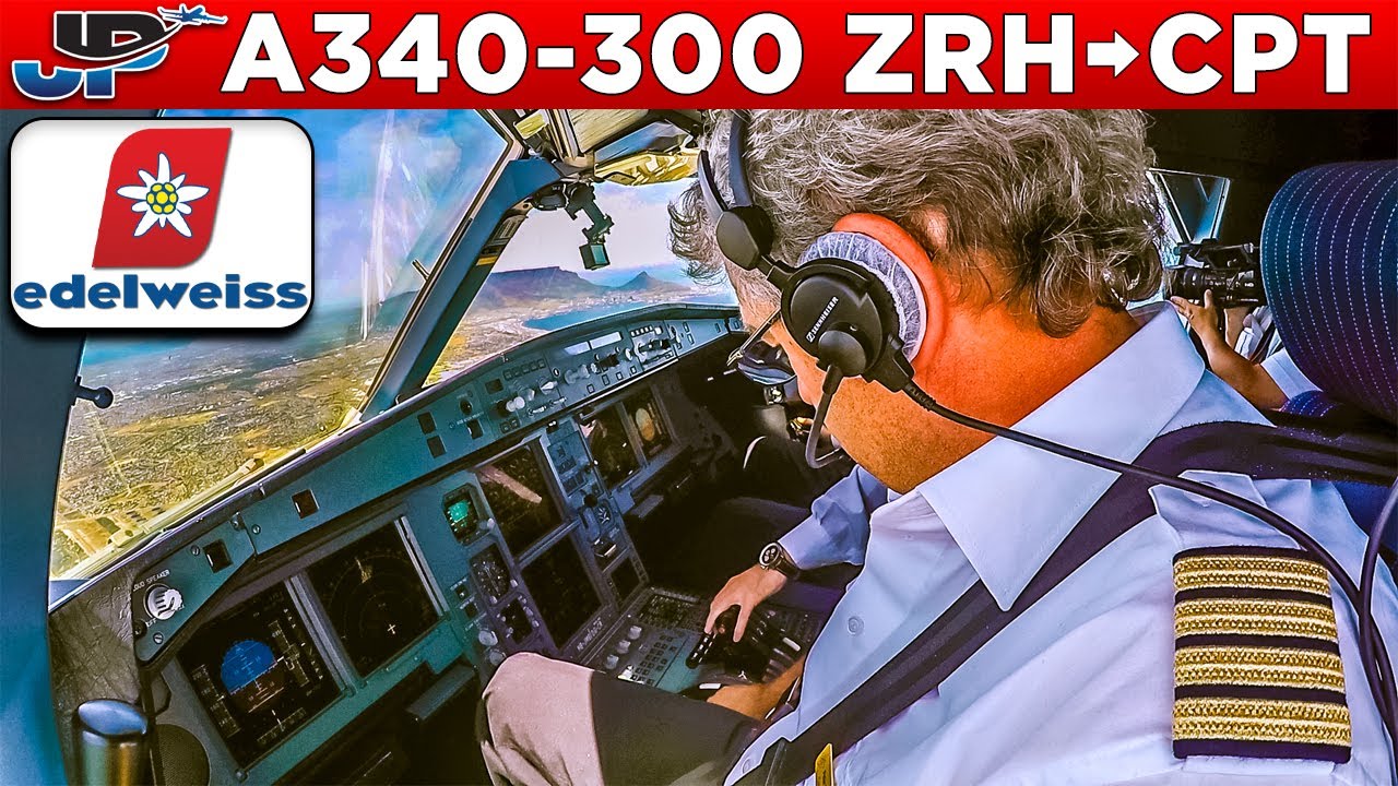 Edelweiss A340-300 Cockpit Zurich🇨🇭 to Cape Town🇿🇦