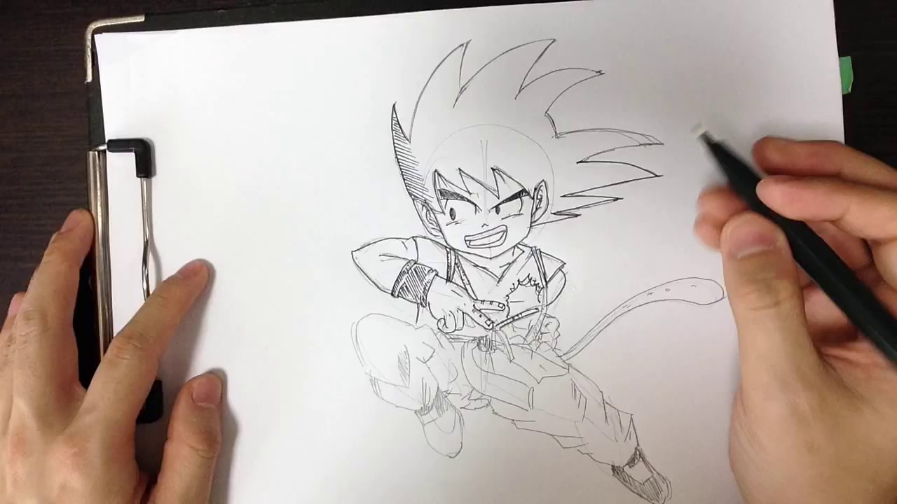 ドラゴンボールの孫悟空の描き方を25秒で紹介！ペン入れから！！ Youtube