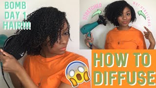 DIFFUSING AND STRETCHING MY TYPE 4 HAIR || *No Frizz* *Minimize Shrinkage*