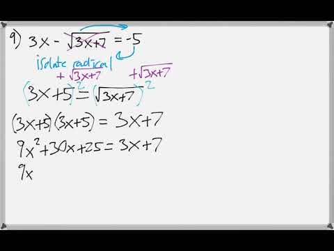 Math 119 : 8.6 #9 (Intermediate Algebra Tutorial : Solving Radical Equations)