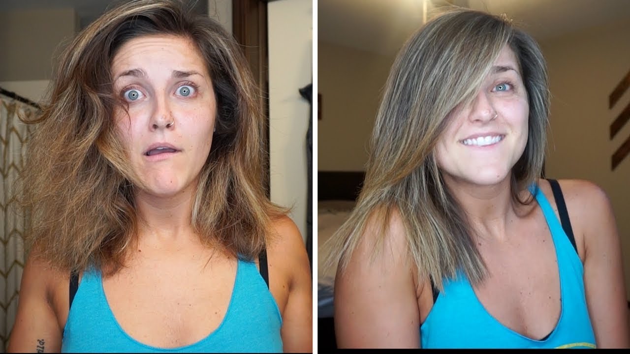 Curly Frizzy To Straight Hair Tutorial No Frizzy Ends Youtube