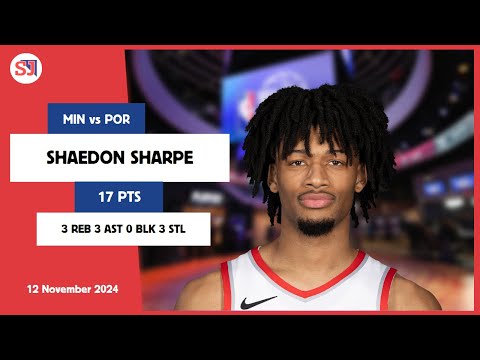 SHAEDON SHARPE 17 PTS vs MIN 12 Nov 24-25 POR Highlights