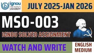 MSO-003 SOLVED ASSIGNMENT 2025-26 l MSO03 ,MSO3 Solved assignment for July 2025 and Jan 2026 IGNOU